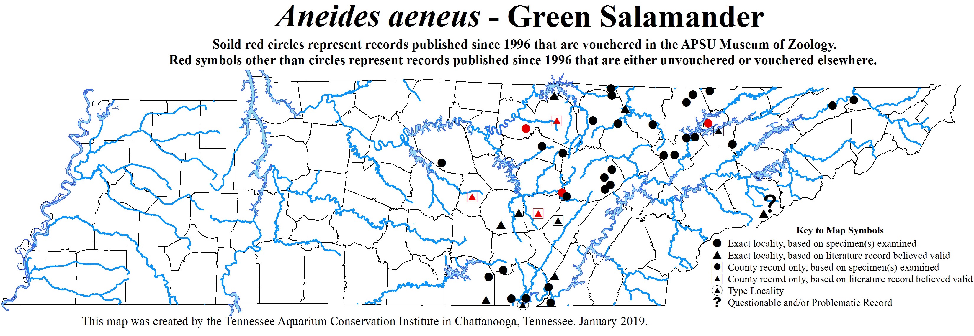 New Distribution Map - Aneides aeneus (Cope and Packard) - Green Salamander