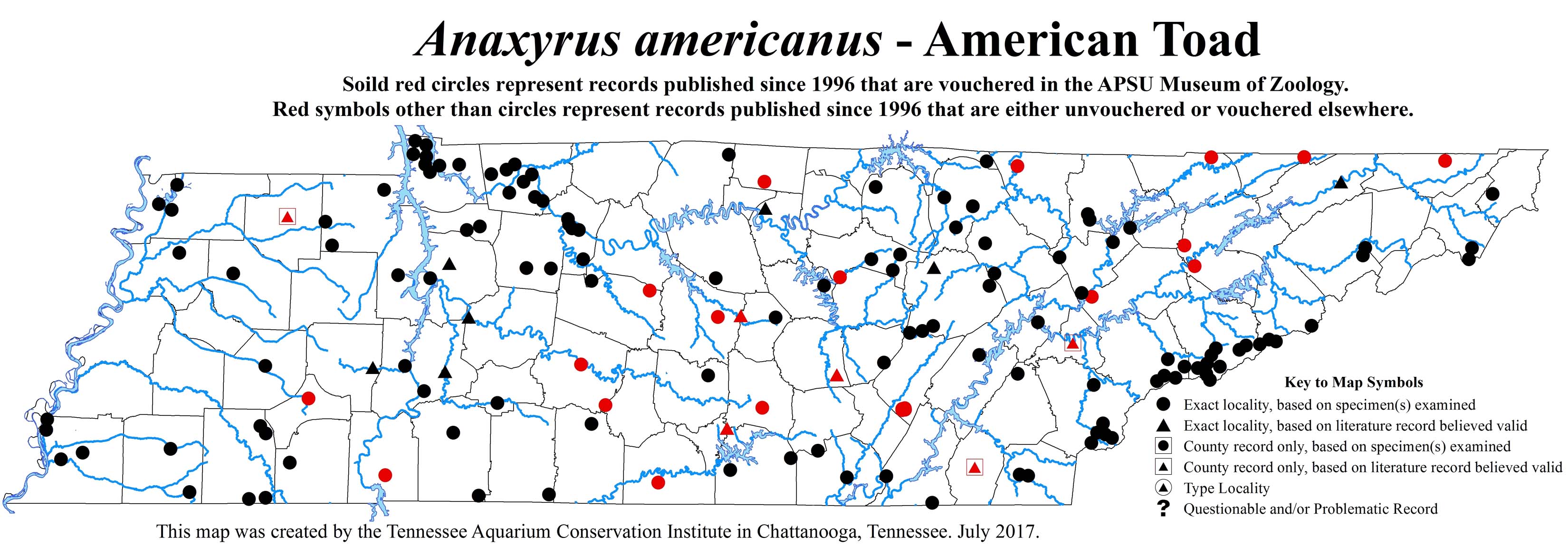 New Distribution Map - Anaxyrus americanus (Holbrook) - American Toad