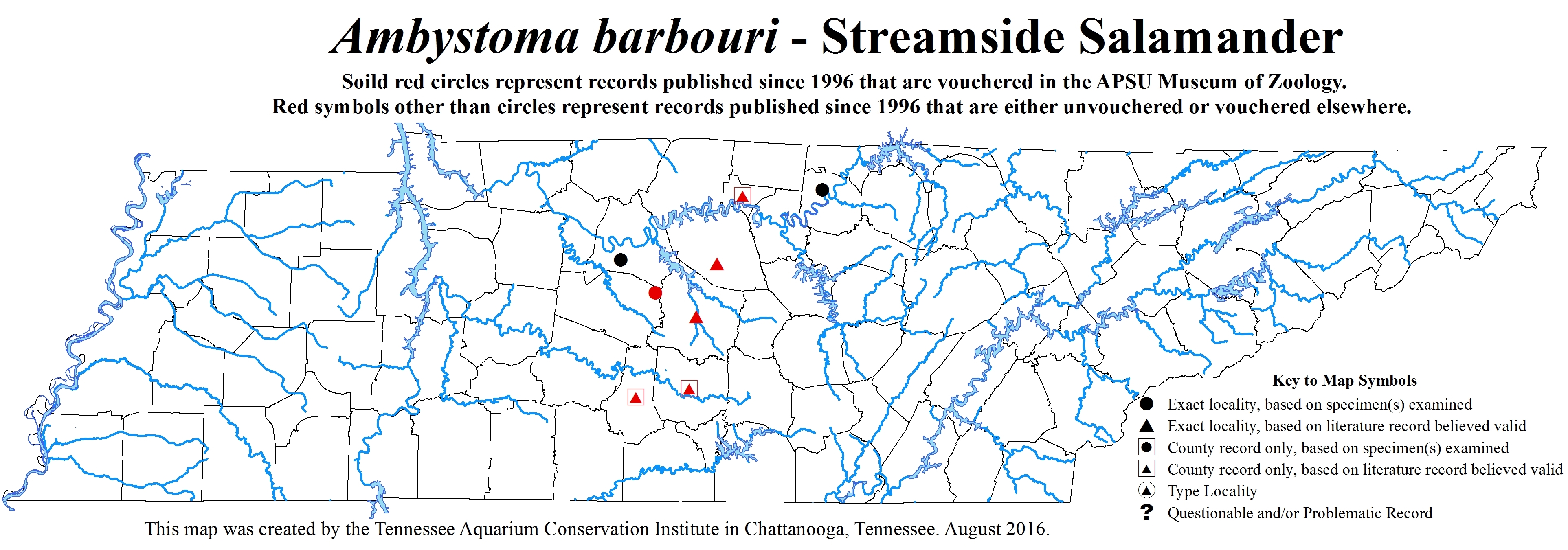 New Distribution Map - Ambystoma barbouri Kraus and Petranka - Streamside Salamander