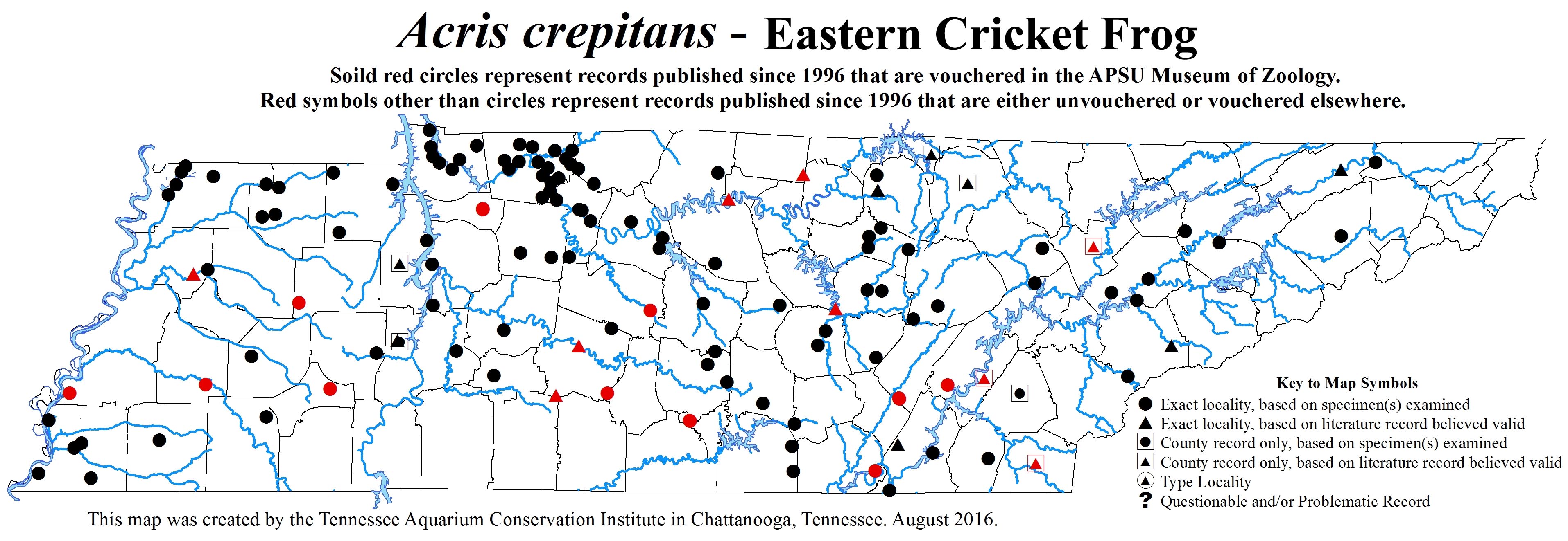 New Distribution Map - Acris crepitans Baird - Northern Cricket Frog