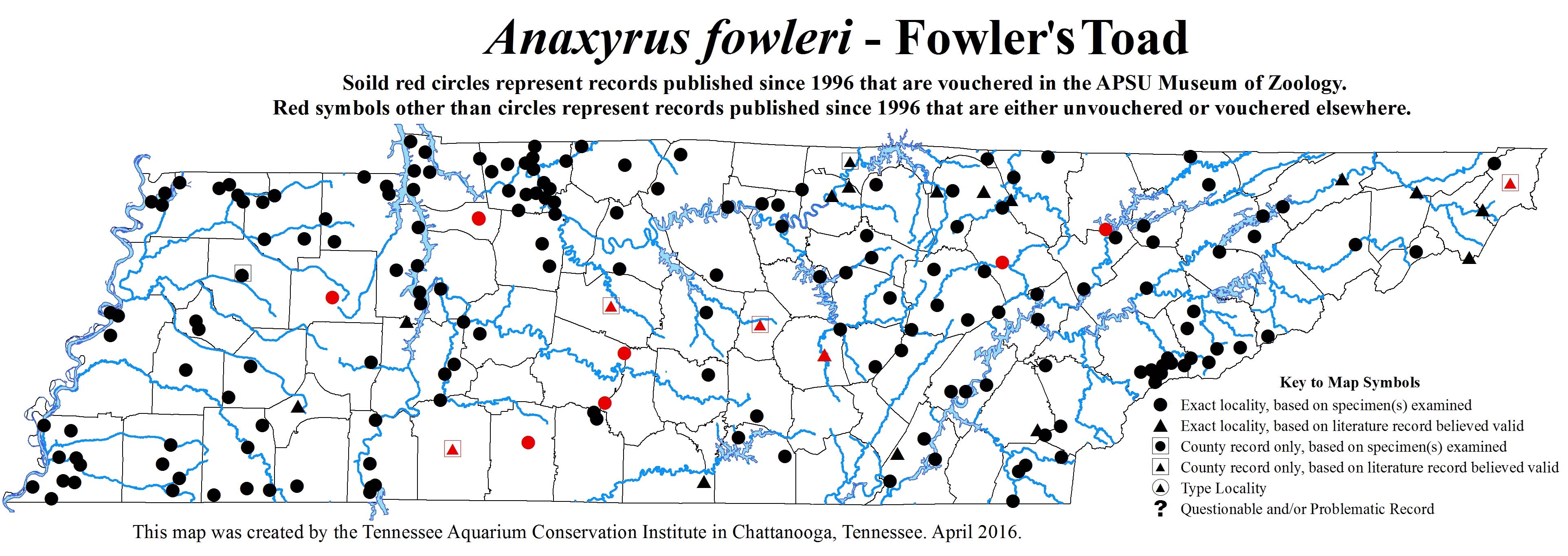 New Distribution Map - Anaxyrus fowleri (Hinckley) - Fowler's Toad