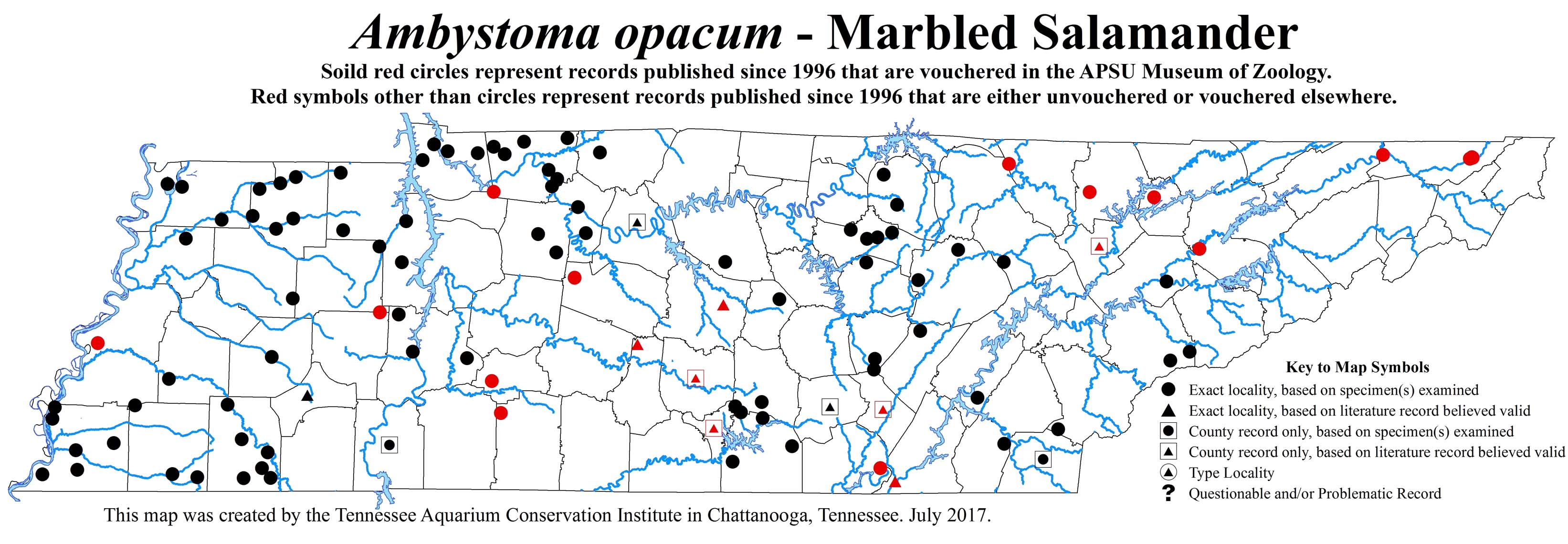 New Distribution Map - Ambystoma opacum (Gravenhorst) - Marbled Salamander