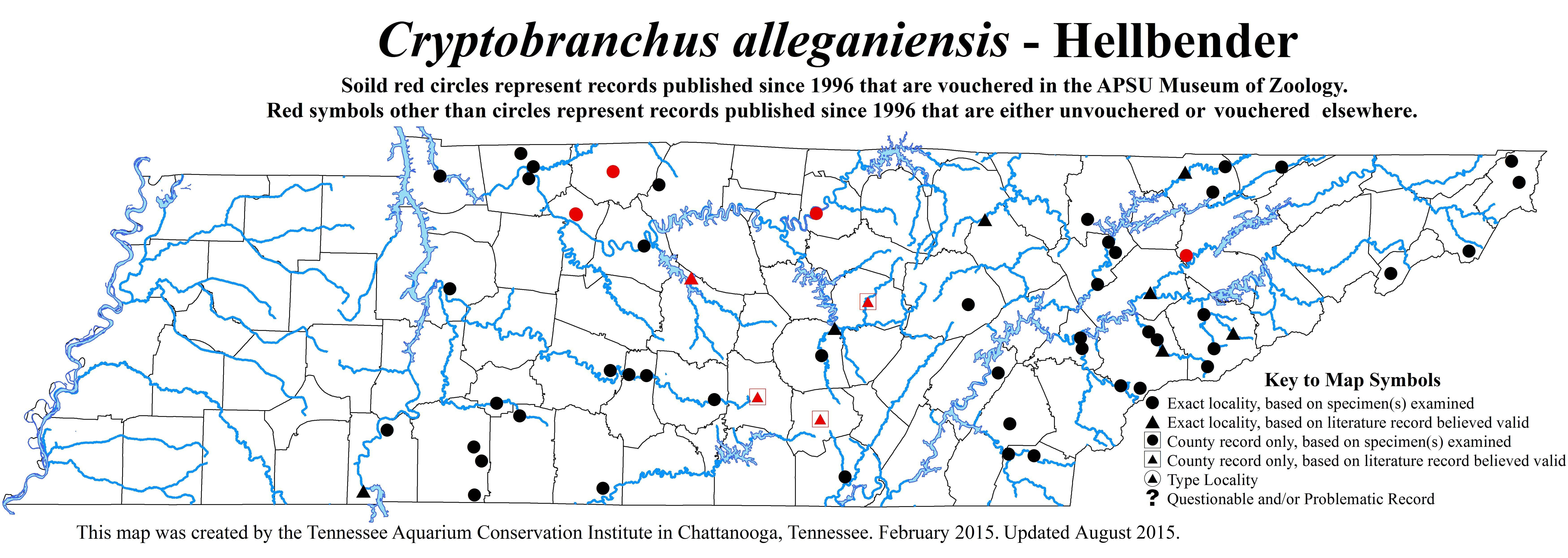 New Distribution Map - Cryptobranchus alleganiensis (Daudin) - Hellbender