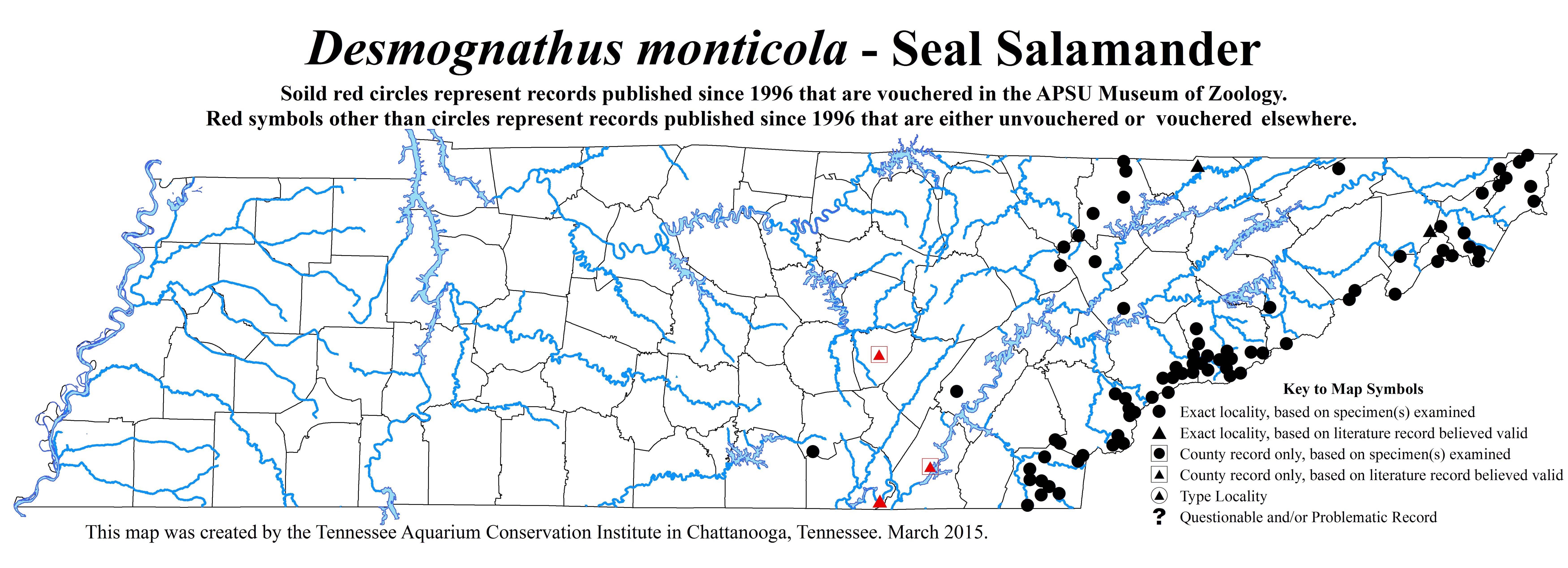 New Distribution Map - Desmognathus monticola Dunn - Seal Salamander