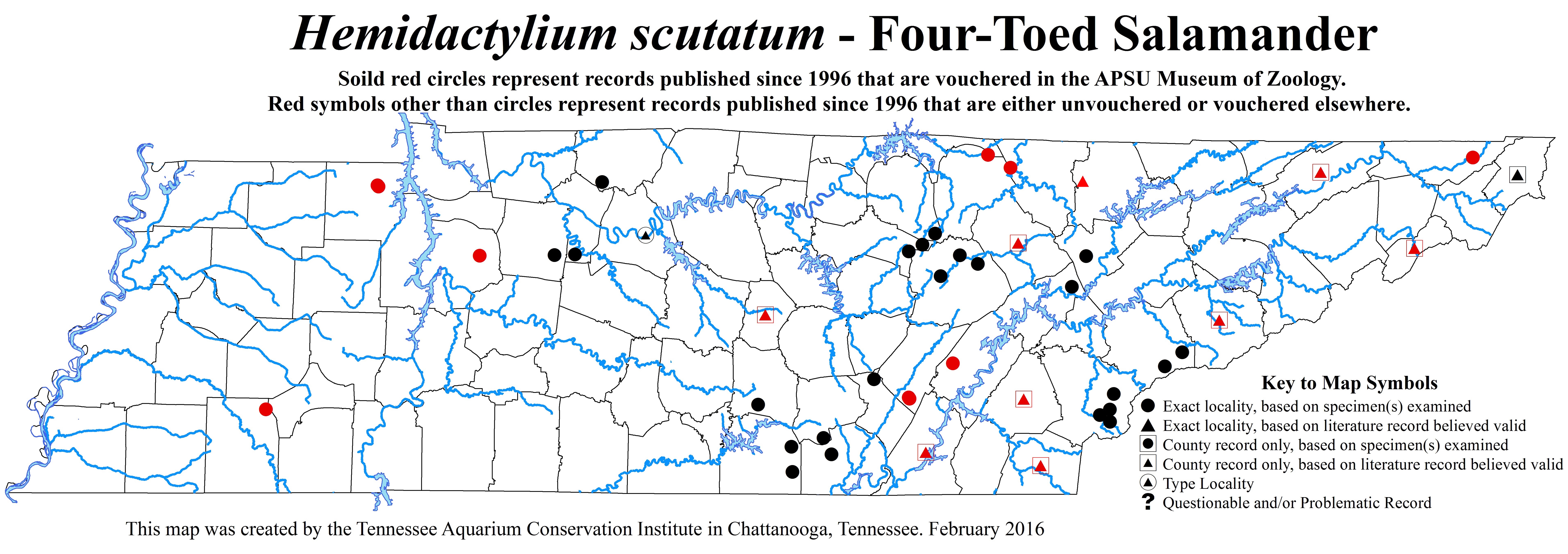 New Distribution Map - Hemidactylium scutatum (Temminck and Schlegel in Von Siebold) - Four-Toed Salamander