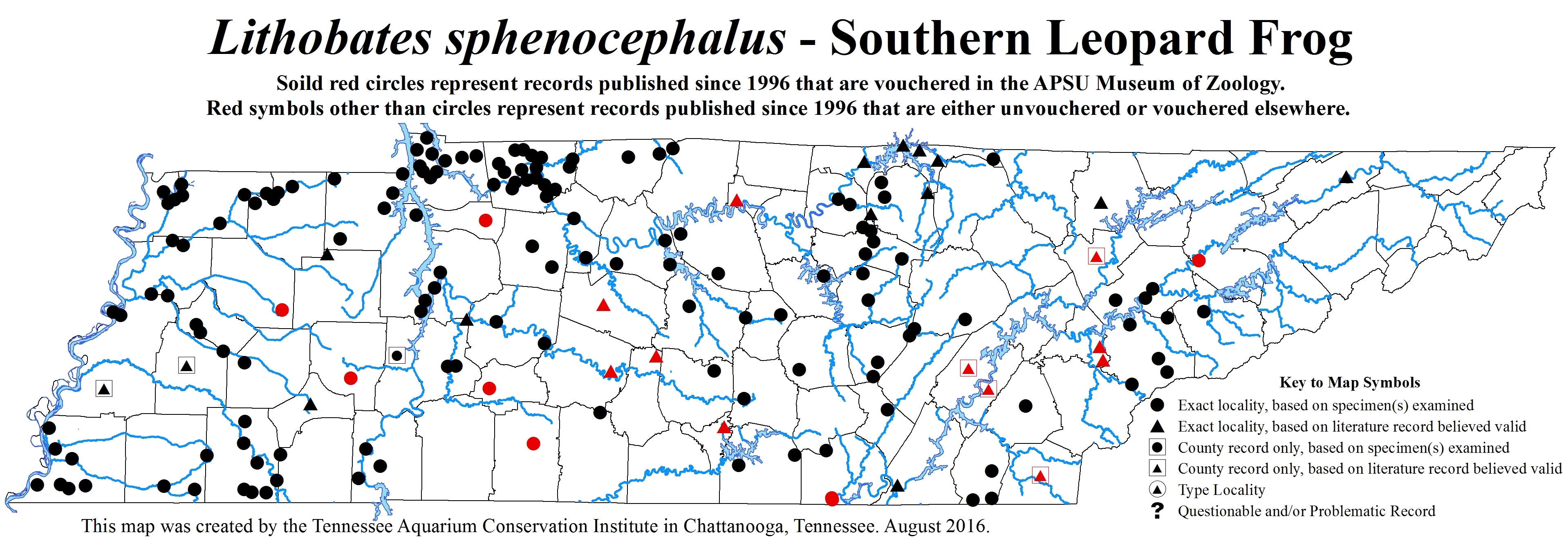 New Distribution Map - Lithobates sphenocephalus (Cope) - Southern Leopard Frog