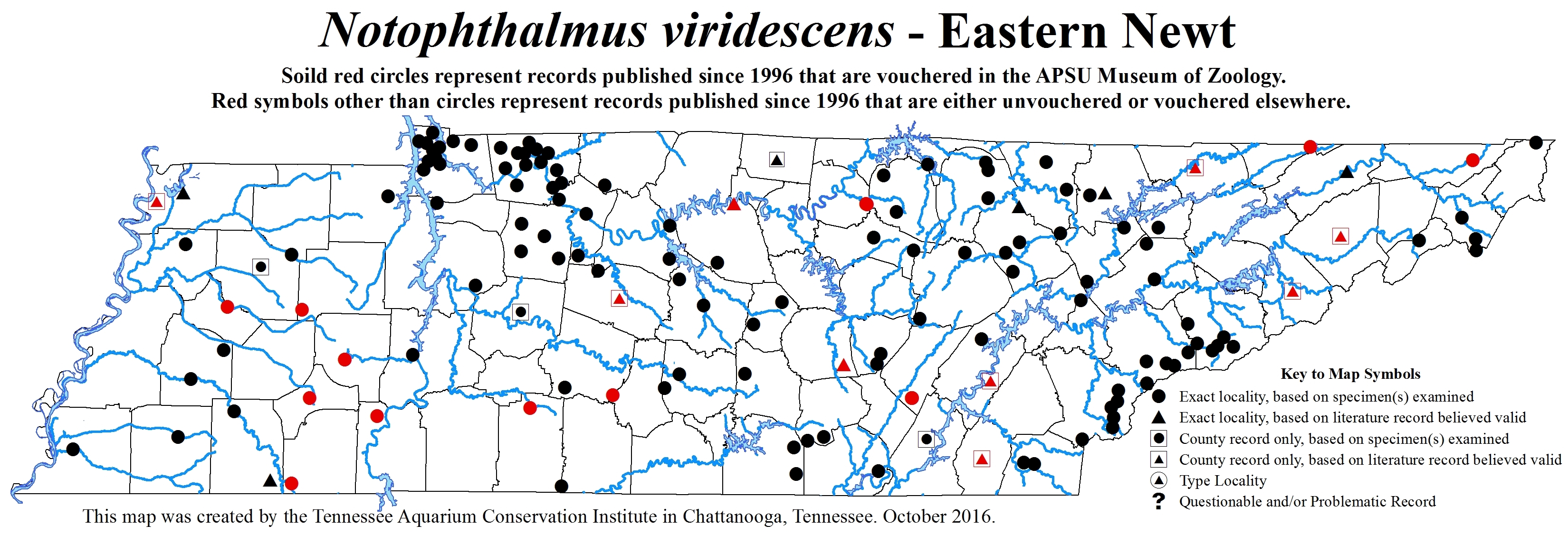 New Distribution Map - Notophthalmus viridescens (Rafinesque) - Eastern Newt