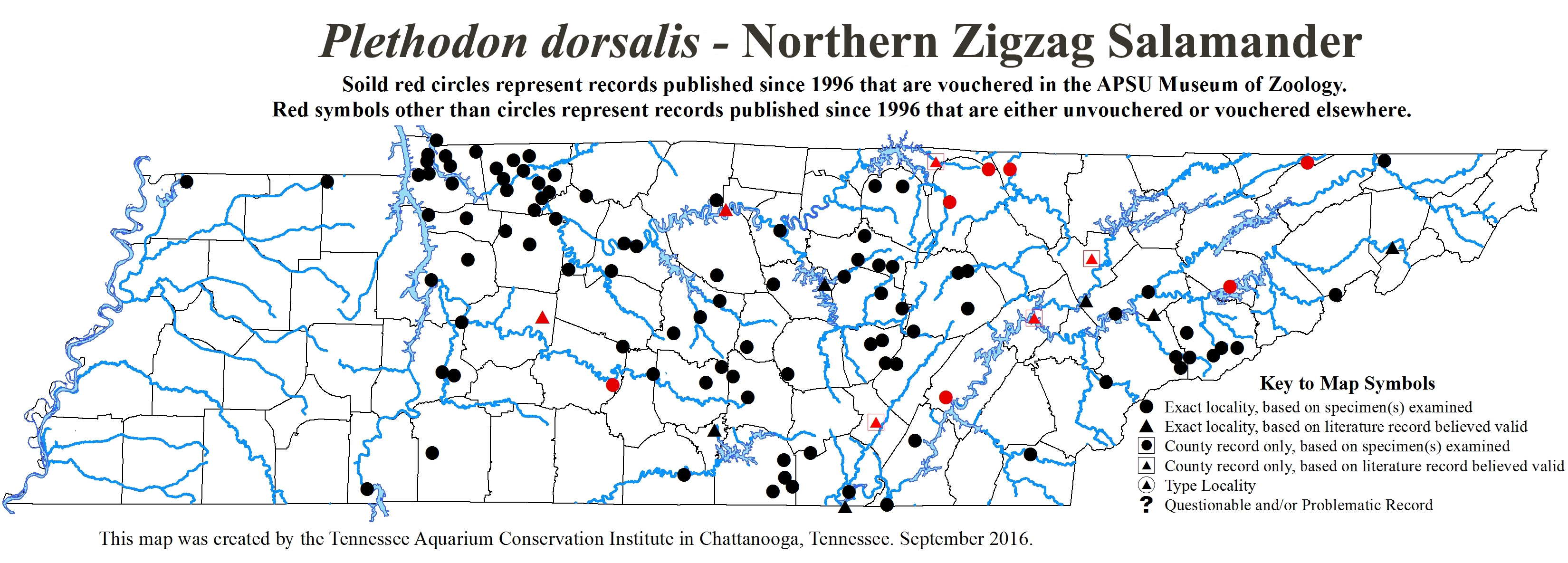 New Distribution Map - Plethodon dorsalis Cope - Northern Zigzag Salamander