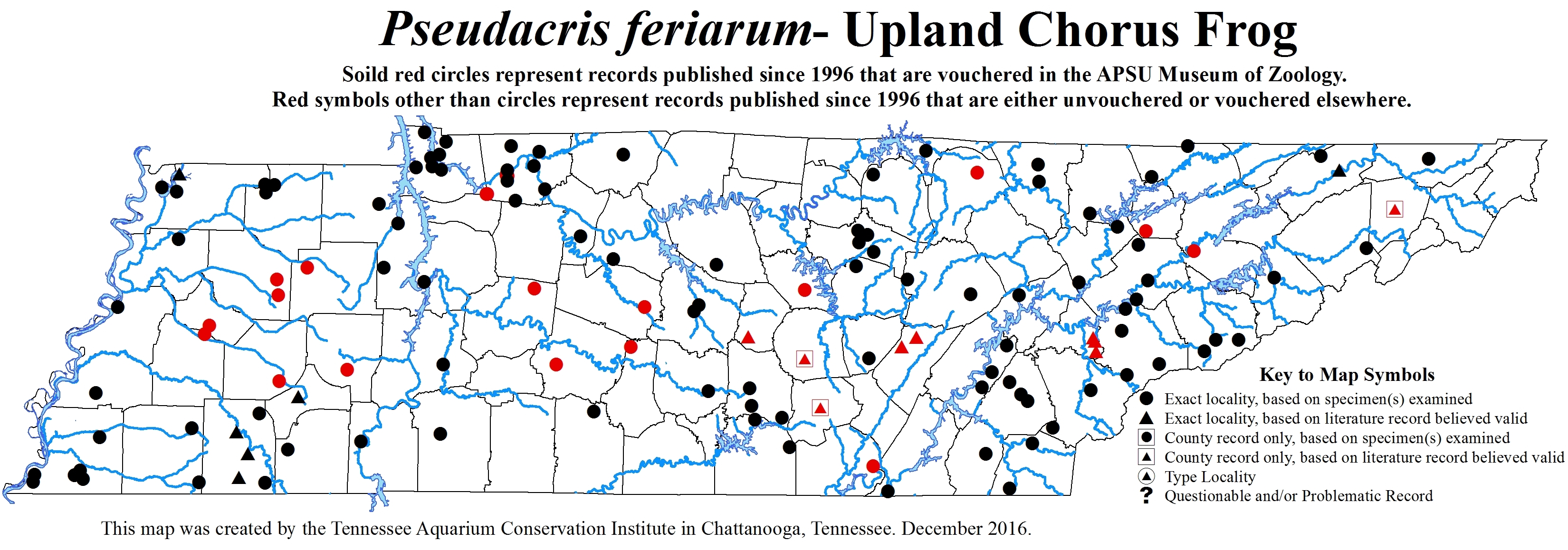 New Distribution Map - Pseudacris feriarium (Baird) - Upland Chorus Frog