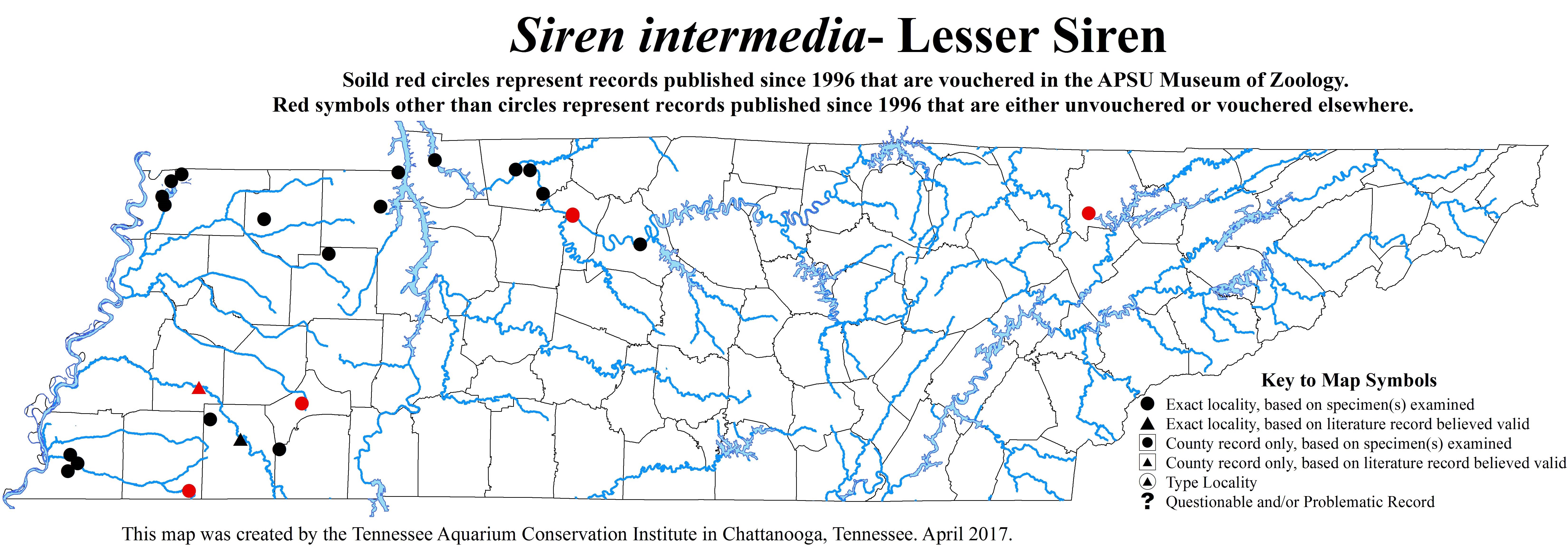 New Distribution Map - Siren intermedia Barnes - Lesser Siren
